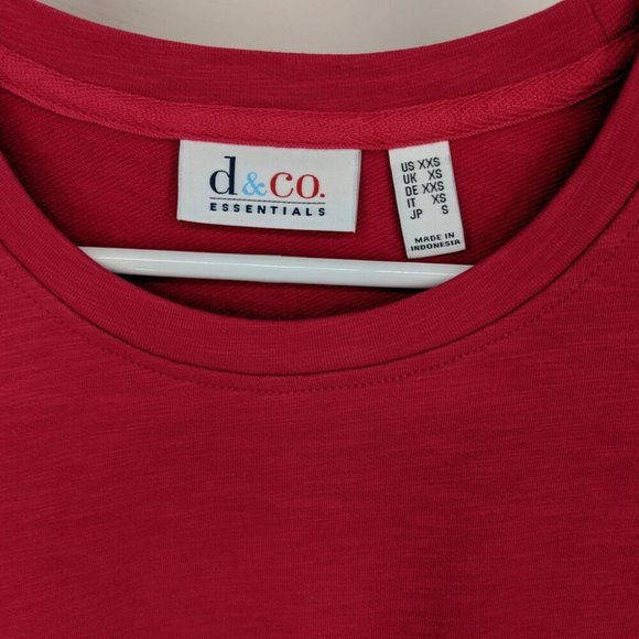 Denim & Co. Active French Terry 3/4-Sleeve Tunic Shirt Top XXS Rose Red - Picture 5 of 5